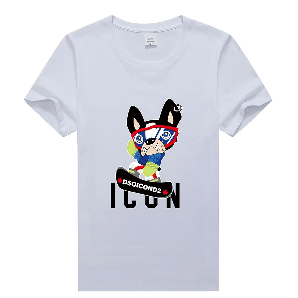 Летняя стильная футболка dsq2 с логотипом собаки 100% хлопок мужская и женская