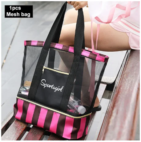 1pcs Black 2 шт./набор, сумка для плавания ming, Сетчатая Сумка, влажная сухая Сумка для бассейна, пляжа, водонепроницаемая сумка, изолированная сумка-холодильник для пикника, сумка для плавания для женщин и мужчин, XA58A - Цвет: 1pcs Black