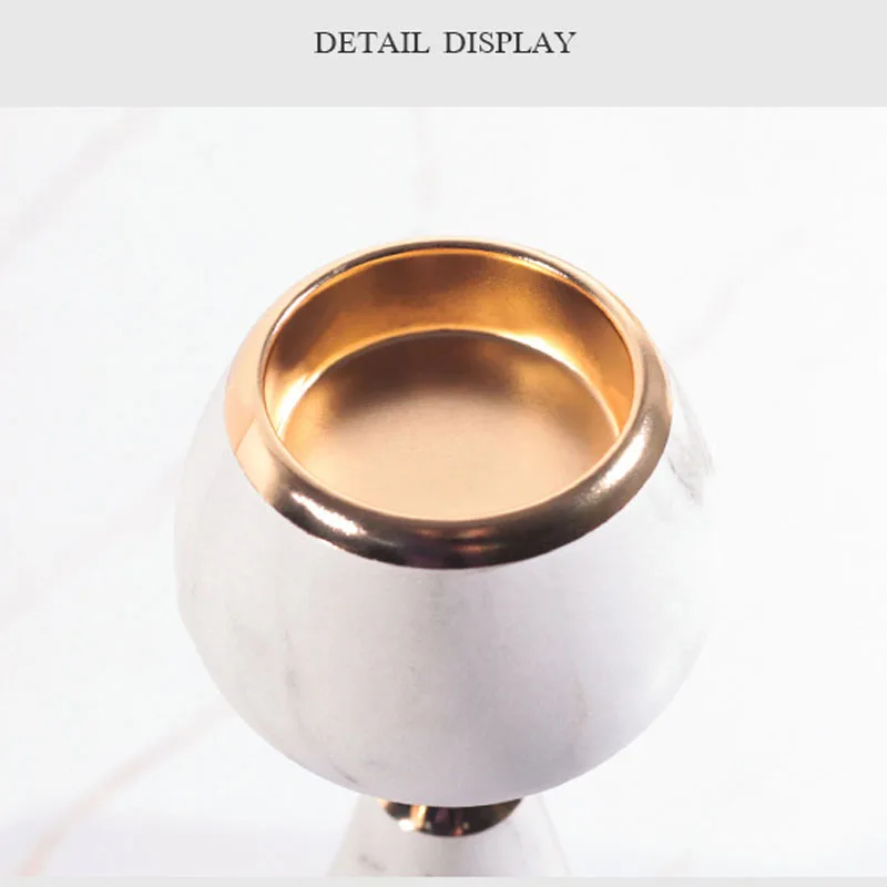

Nordic Style Candlestick Ornaments Modern Simple Light Luxury Soft Metal Texture Imitation Marble Iron Ornaments Candle Holder