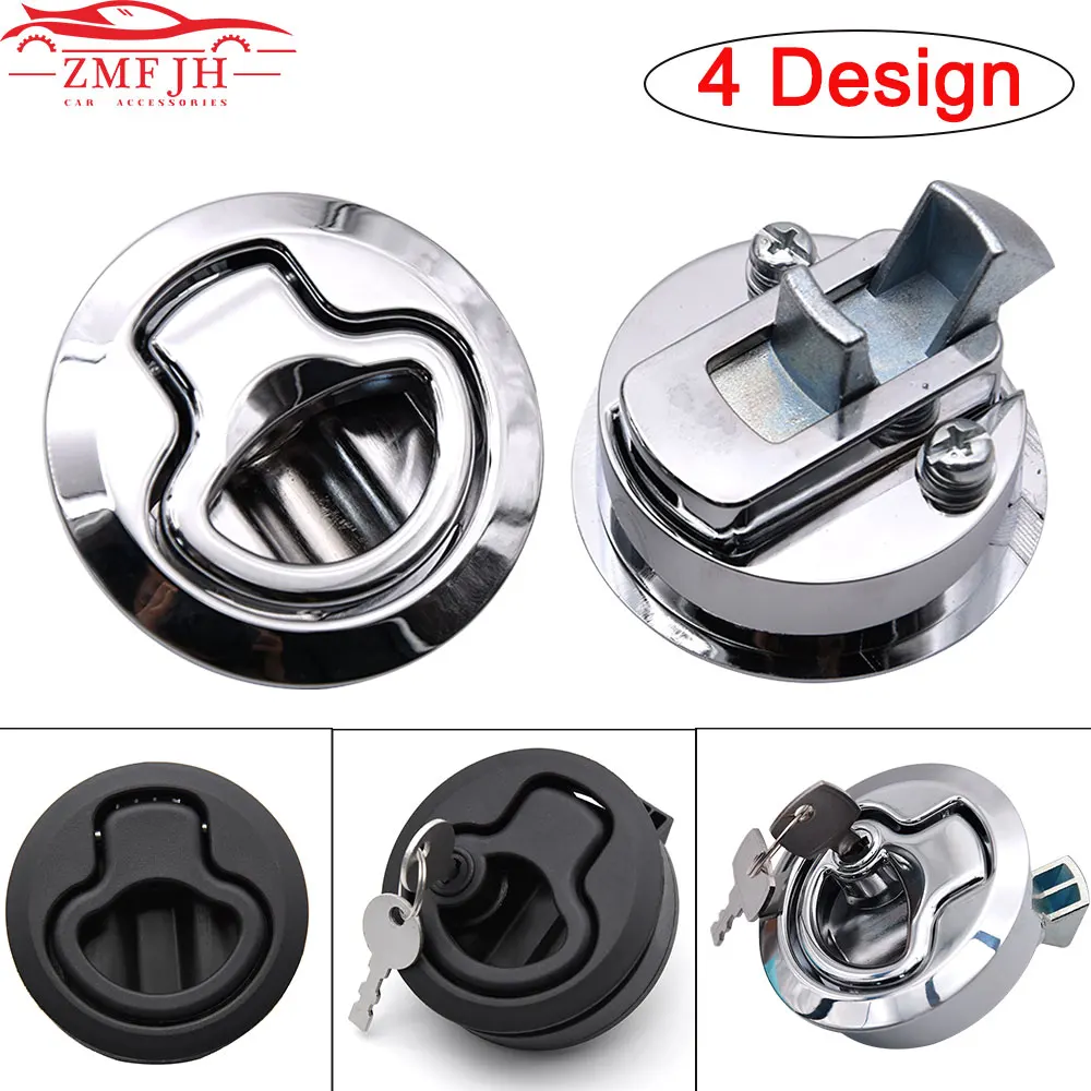 

2pcs Stainless Steel /Plastic Flush Mount Hatch Marine Lock Flush Pull Latches Slam Round Deck Lock For Car Boat Yacht Door Lock