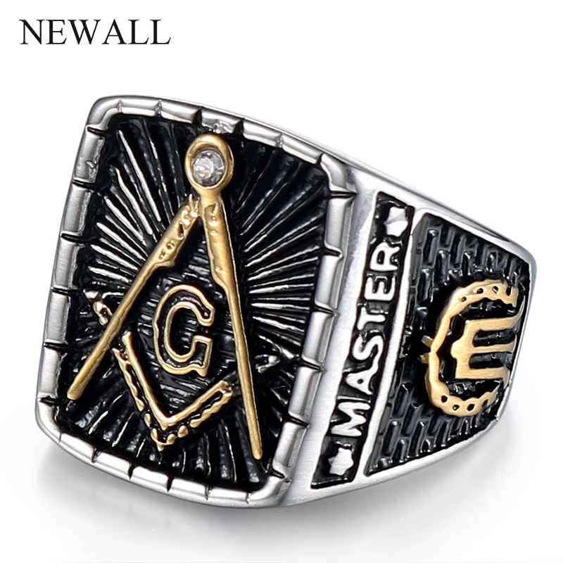 Индивидуальное Ретро религиозное черное Золотое мужское кольцо из нержавеющей