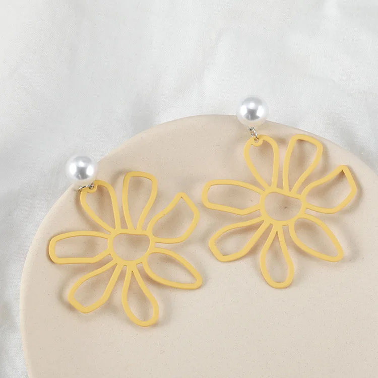 2019 корейские массивные серьги в виде цветка с белым жемчугом большие висячие