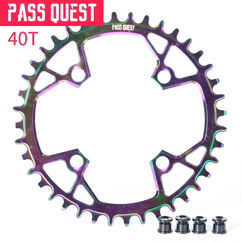 Pass Quest велосипедная Звездочка 96 BCD 32T 34T 36 т 38 40 т 42 44 46 т 48 велосипед Звездочка M6000/7000/8000/9000 11/22S один диск - Цвет: Titanium plating 40T