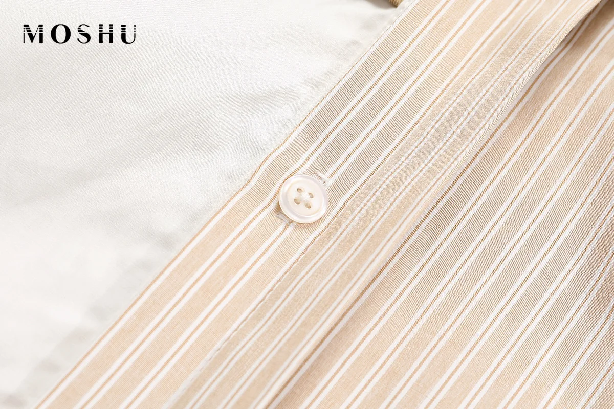 Женская полосатая блузка с длинным рукавом свободная рубашка принтом большие