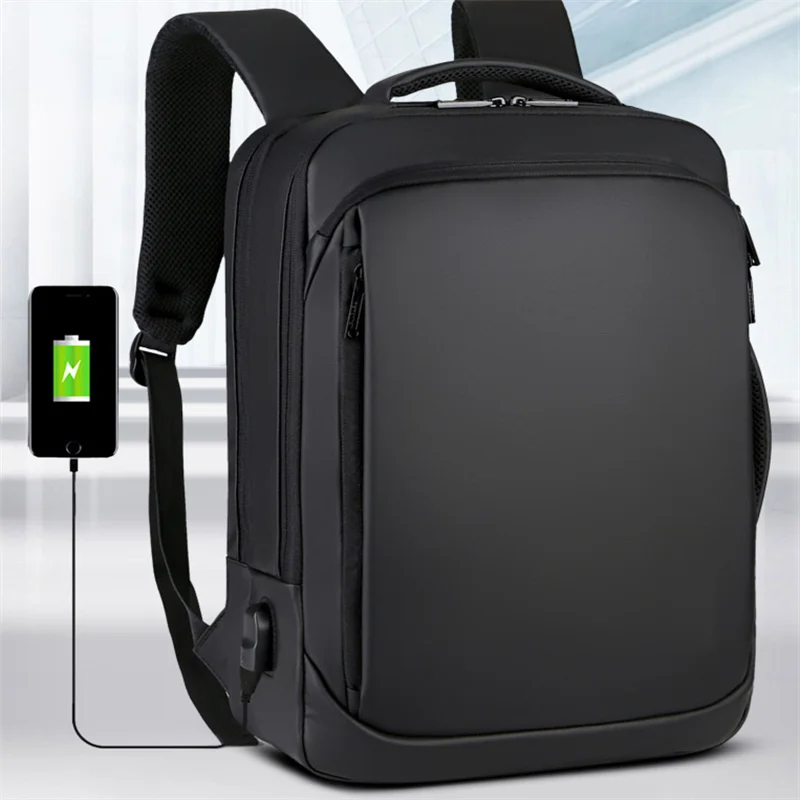 

Men'S Business Nylon Backpack Waterproof Skin Computer Bag Multifunctional Large Capacity Leisure Travel Packet