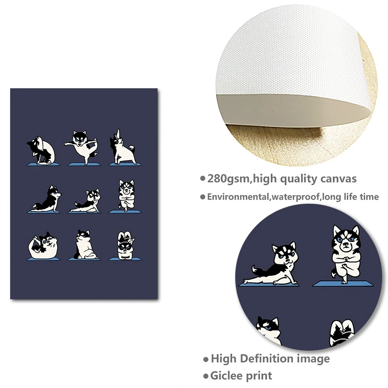 Милые животные Йога действия стены искусства холст живопись собака кошка