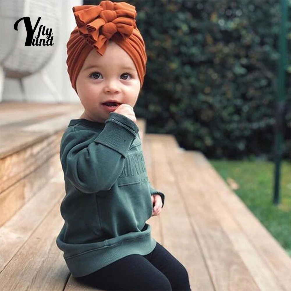 

Yundfly 1 PCS 18*19 CM Comfortable Warm Baby Girls Turban Hat Solid Color Bowknot Newborn Caps Baby Headwear Photography Props