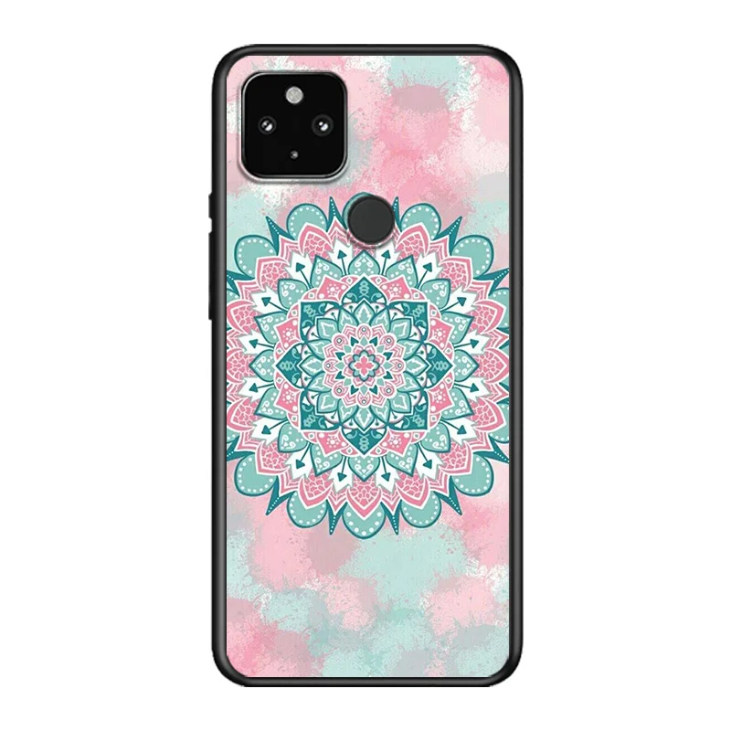 

Mandala Blume Datura Blumen Soft TPU Silicone Black Cover For Google Pixel 5 4A 5G 4 XL Phone Case