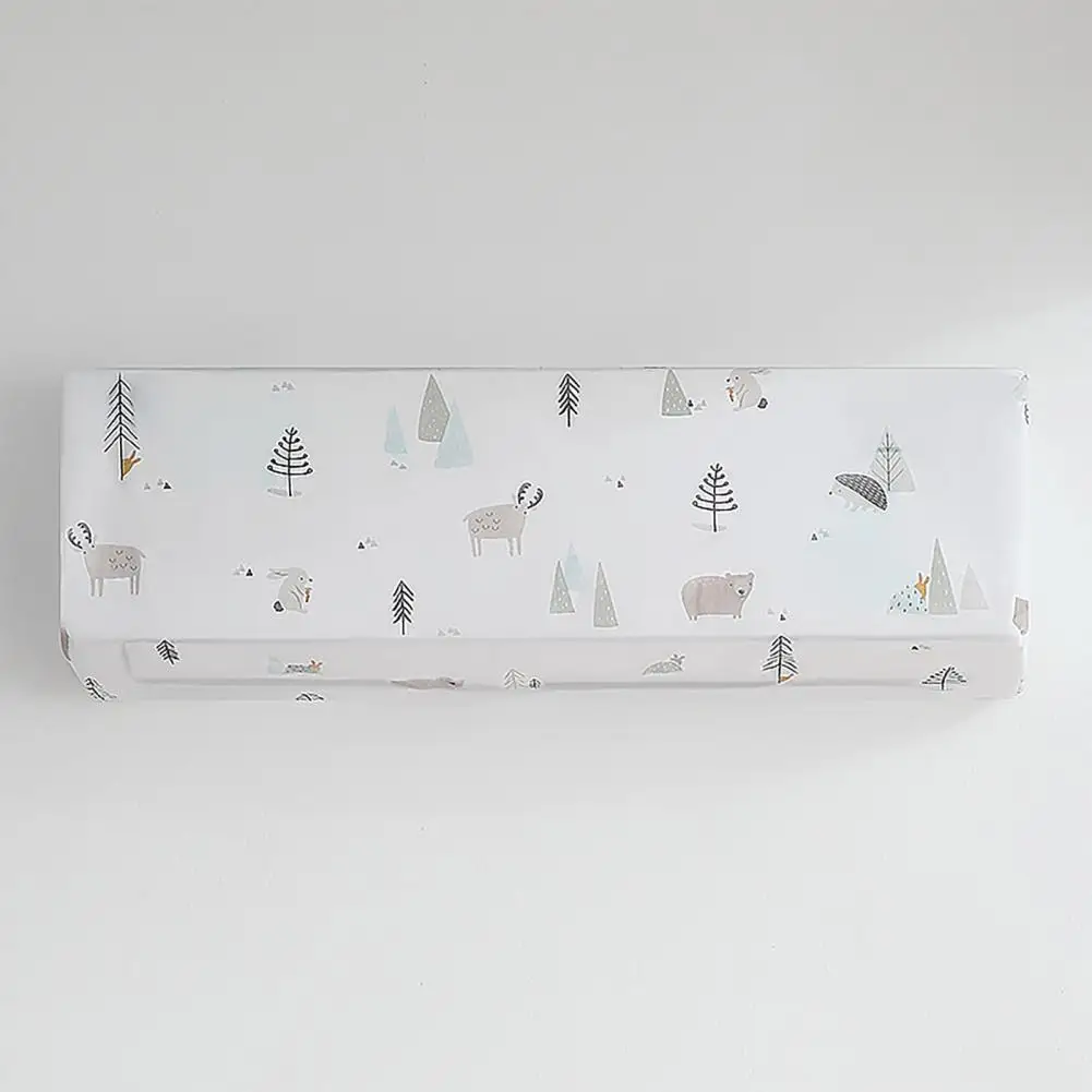 

Washable Conditioner Dust Cover Elastic Belt Design PEVA Flower Printed All-inclusive Dust-proof Cover for Daily Use