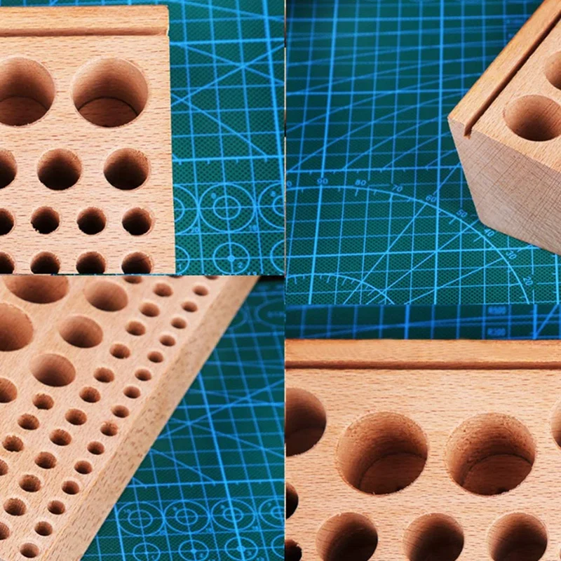 

Wooden Leather Tool Holder,68 Holes Leather Tool Rack,Leather Tools Storage Box for Leather Working Making Punch Tools
