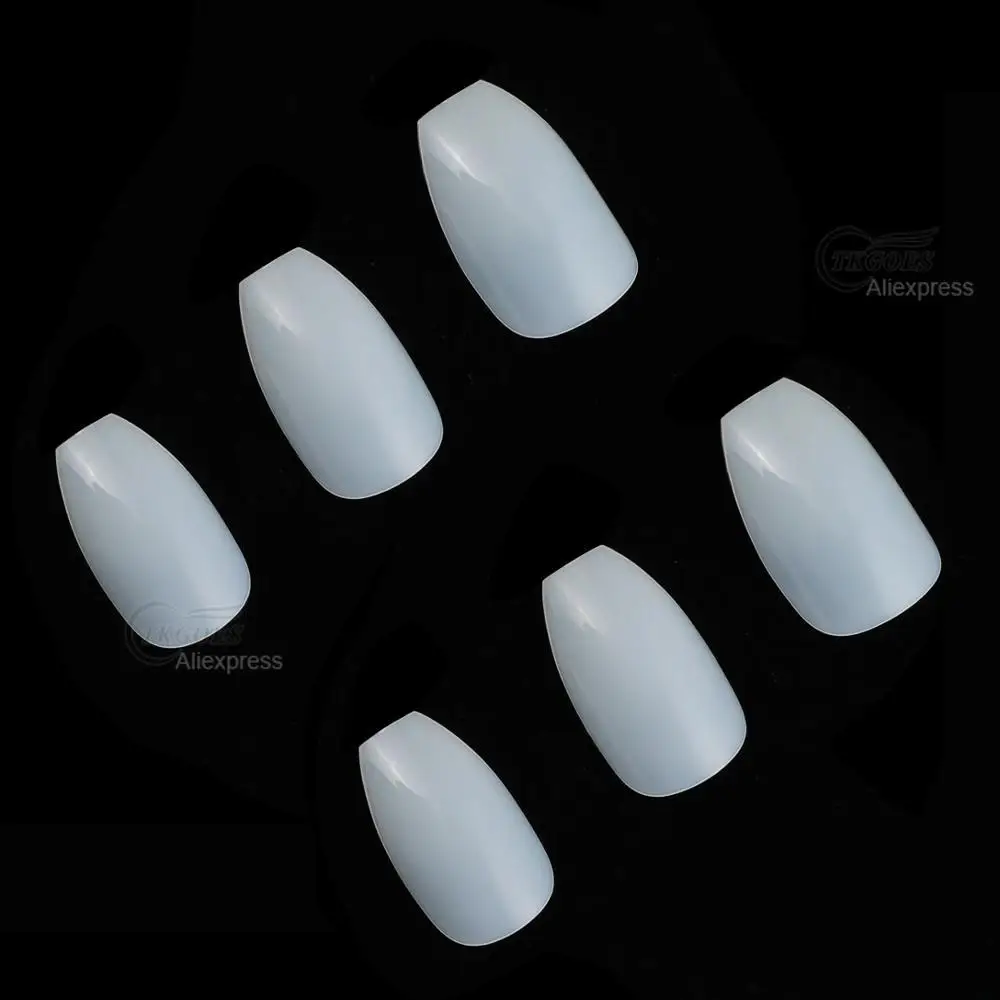 500Pcs/Bag Short Coffin Nails Full Cover Ballerina Fake Nails Art Square Ballet Shape False Nail Art Tips DIY Fingernails