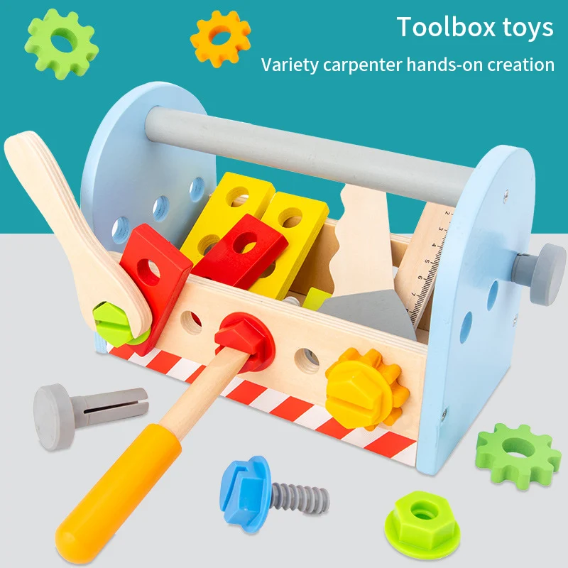 

Montessori Repairing Tool Toys Simulation Screws Nuts Screwdriver Wrench Toolbox Wooden Pretend Game Disassembly Repair Set Gift