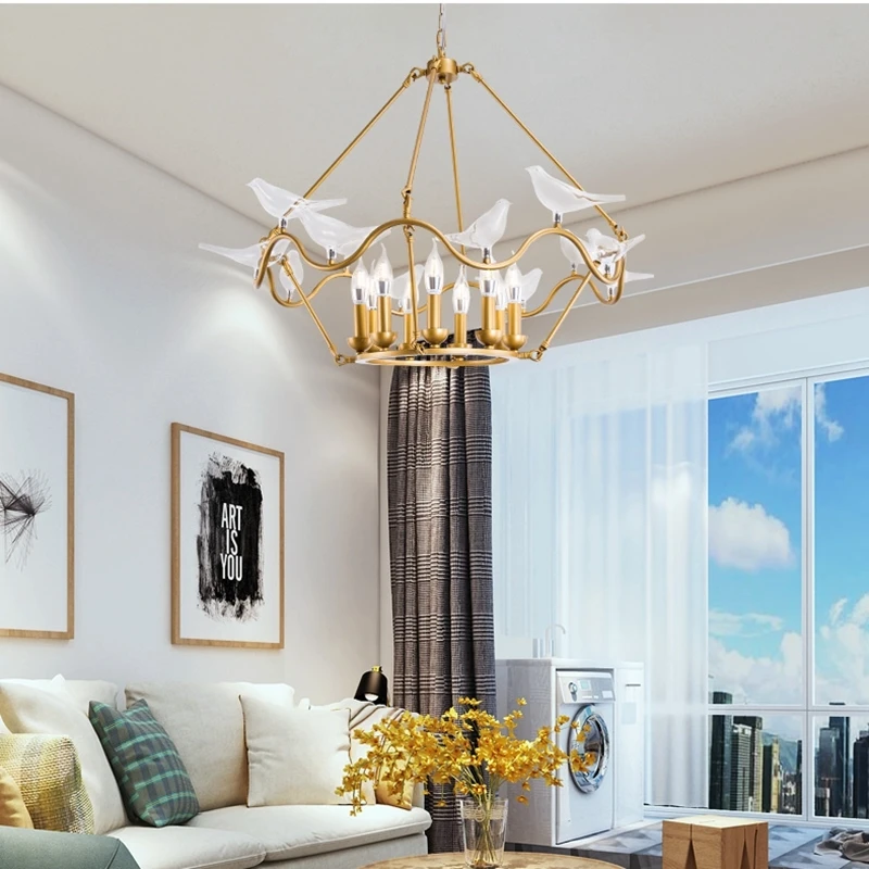 Система модель дома атмосфера Чистая медь птичка стекло люстра пост современный