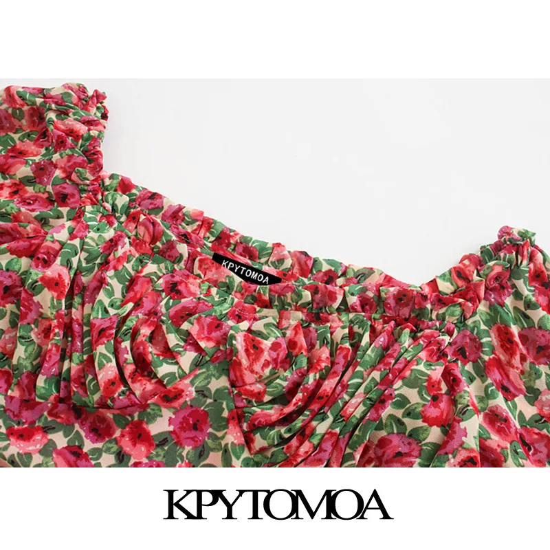 KPYTOMOA женское 2021 шикарное модное Цветочное платье миди с оборками винтажное
