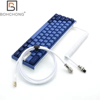 custom z shape double layer sleeved keyboard coiled type c mini micro cable for keyboard usb spiral cable with gx12 aviation