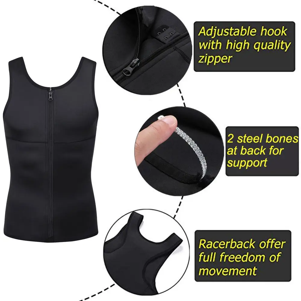 Мужской корсет для похудения банный жилет мужчин фитнеса на молнии | Мужская