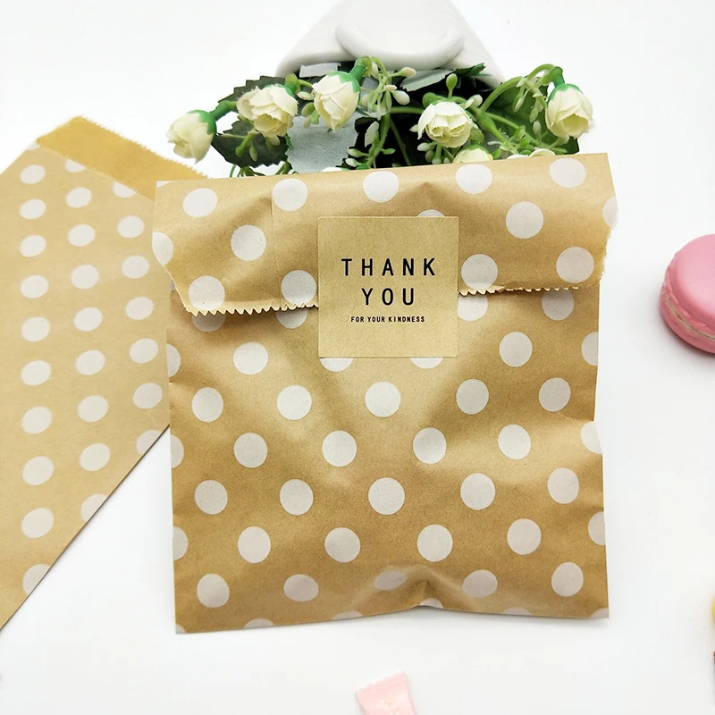 100 шт. бумажные пакеты для подарков мешки конфет в горошек|Подарочные сумки и