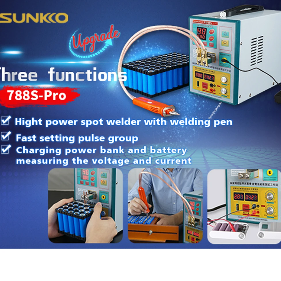 

Reliable SUNKKO 788S-PRO 18650 battery spot welding machine 3.2KW High Power spot welder with 71B Spot Welding Pen