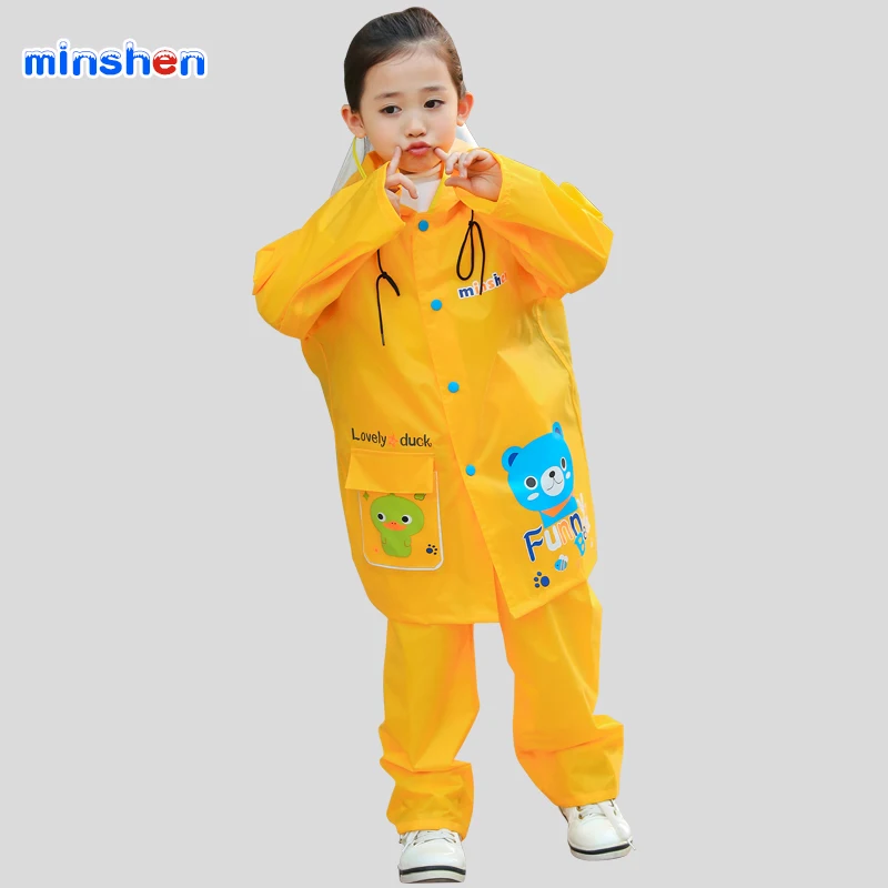 Дождевик для девочек милый водонепроницаемый желтый дождевик детей с капюшоном