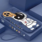 Чехол для IPhone с ручной веревкой астронавта, защитный чехол из жидкого силикона для iPhone 13 12 11 Pro Max XS Max XR 8 7 plus