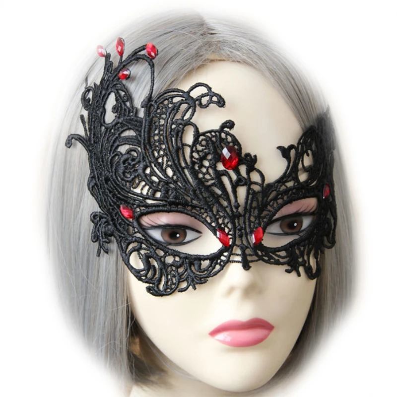 

Gothic Mask Headwear Black Lace Mask Costume Halloween Carnival Party Accessories Non Slip Breathable Half Face Mask
