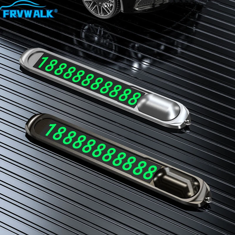 

Temporary Parking Card Metal Alloy Texture Auto Phone Number Card Plate Telephone Number Card Car Sticker Hidden Car Styling