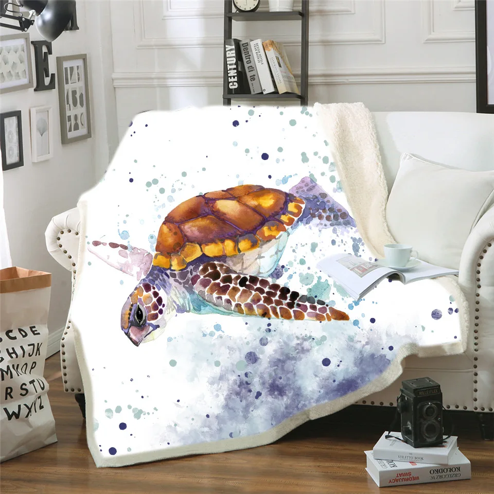 

Hoodie Blanket Plush Throw Blanket 3D Sea turtle Printed Sherpa Fleece Microfiber Throw Blanket 2019 Drop Shipping
