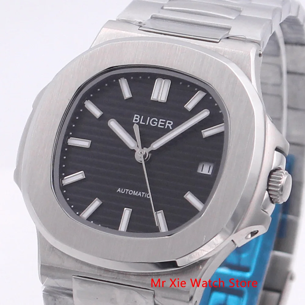 Bliger 40mm Automatic Mechanical Watch Men Luxury Brand Square Case Auto Date Sapphire Glass Luminous Wristwatch | Наручные часы