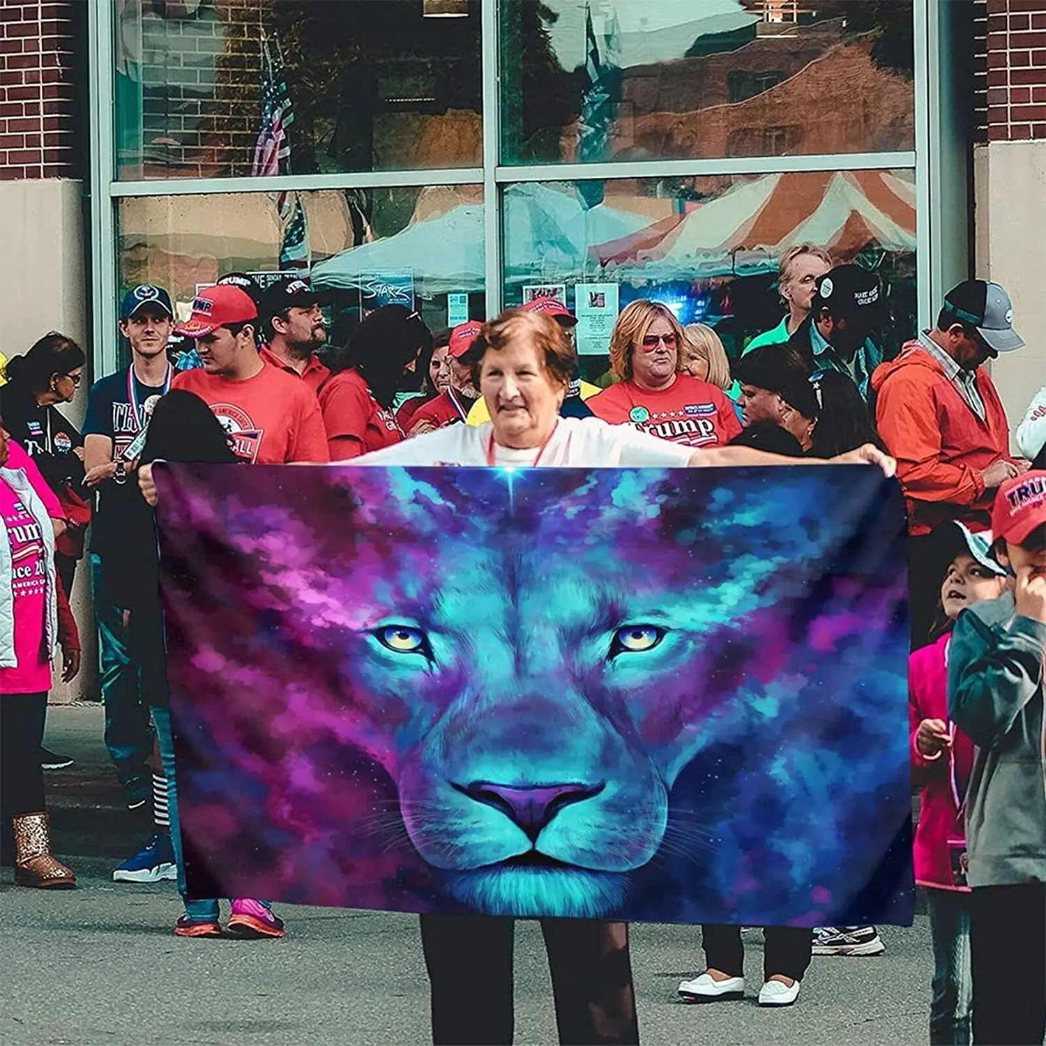 

Ice Fire Lion Funny Flag 3x5 FT Holiday Banner Garden Yard House Flags Indoor Outdoor Party Home Decorations Vivid