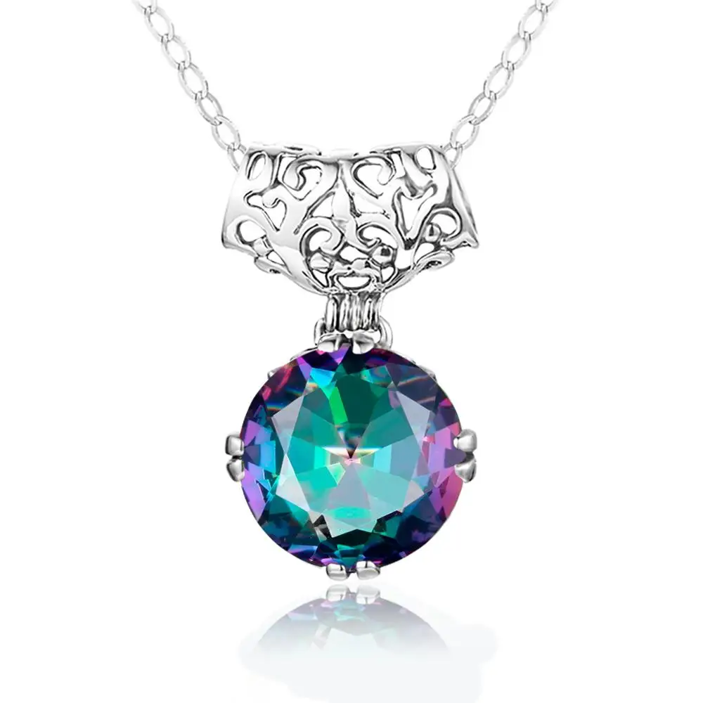 

Серебряный кулон для женщин из чистого серебра 925 пробы, элегантное ожерелье, кулон, хроматический Радужный топаз, ювелирные изделия для веч...