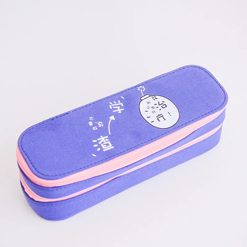 Большой Холщовый двойной чехол для карандашей девочек и мальчиков милый
