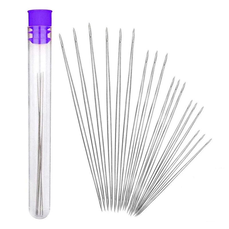 

18 Pcs Beading Needles, 6 Sizes Seed Beads Needles Big Eye Beading Needles Collapsible Beading Needles Set for Jewelry