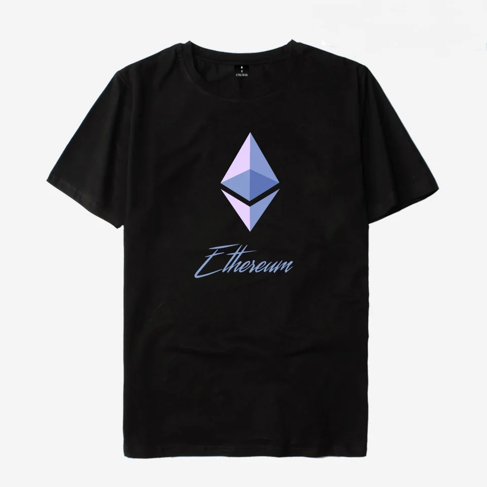 

100% Cotton Blockchain Ethereum T shirt Fashion Men/Women T-shirts Summer Short Sleeve Ethereum Bitcoin T-shirt ETH Logo Hip Hop