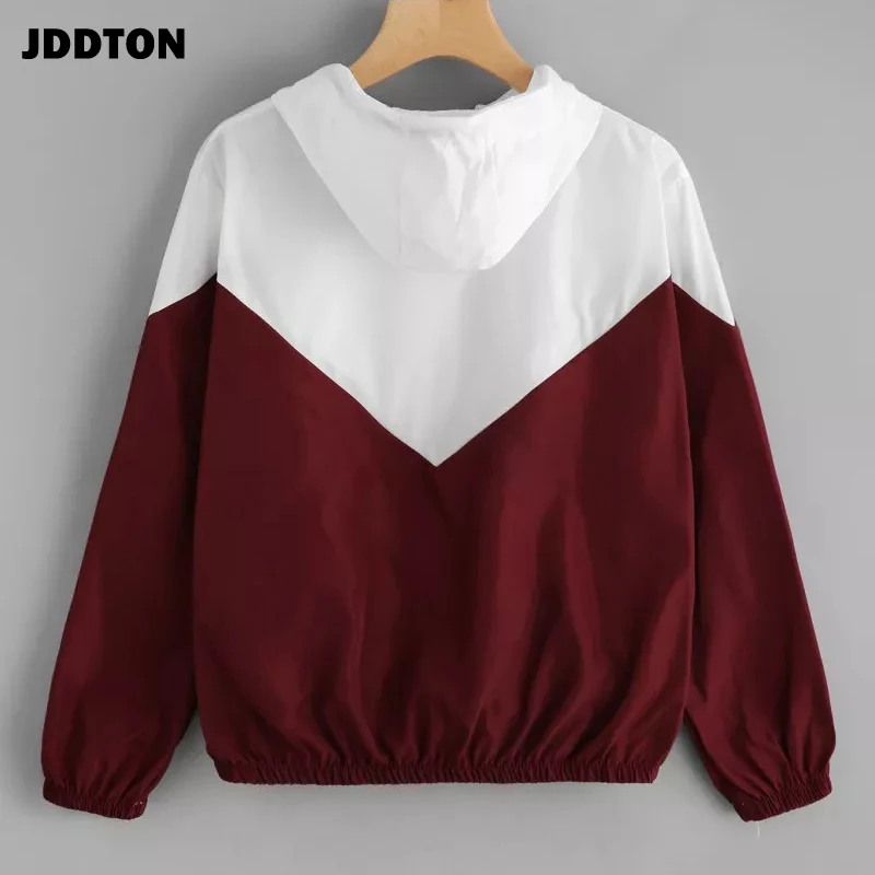 JDDTON Женская куртка с капюшоном в стиле пэчворк ветровка цветная блочная весенне