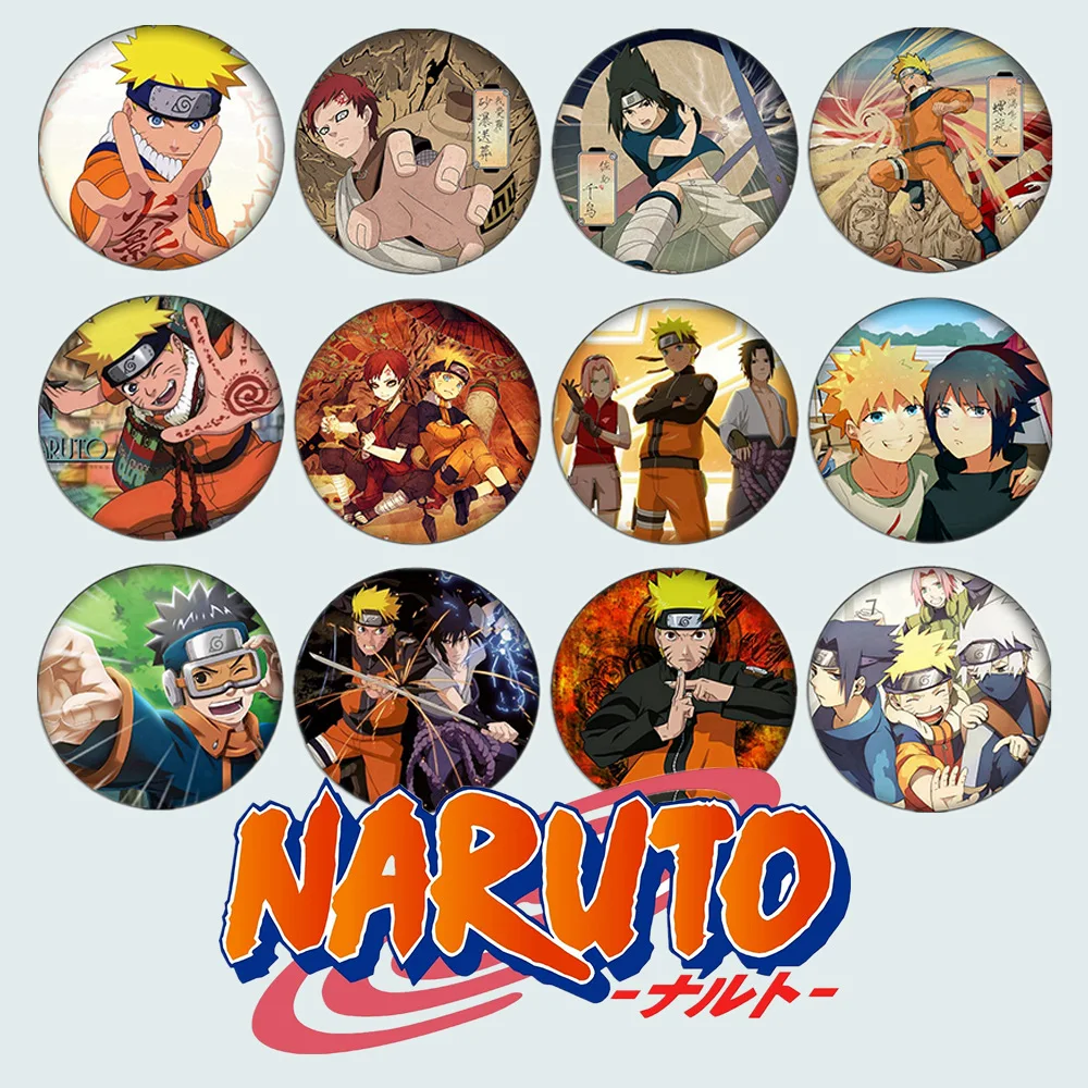 

Naruto Badge Brooch Naruto Sasuke Anime Figure Surrounding Pattern School Bag Clothing Pin Decoration Kid Toys Christmas Gifts