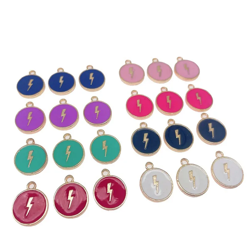 

12*14MM 10Pcs Colorful Lightning Pendant Necklace Lady Engagement Party Jewelry DIY Jewelry Making Charm DIY Earrings Findings