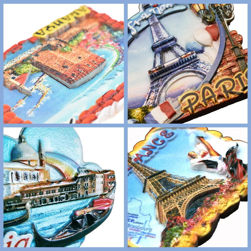 Сувенирные магниты на холодильник кантри Париж резиновая наклейка путешествия