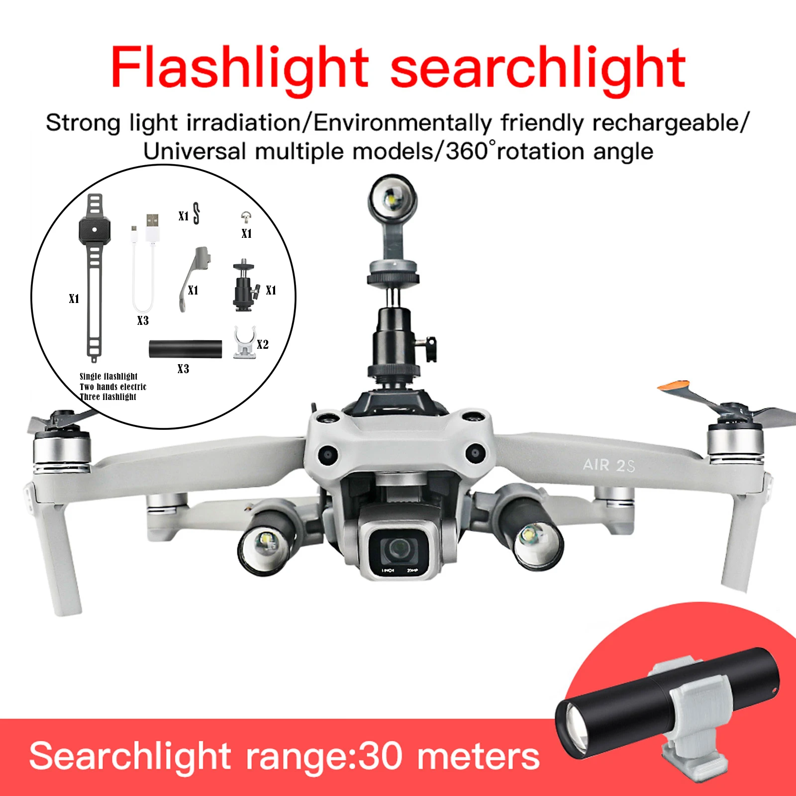 Kit de soportes de extensi&oacute;n para DJI Maivc Air 2 FIMI X8 SE, accesorios para tren de aterrizaje nocturno con Flash LED-5