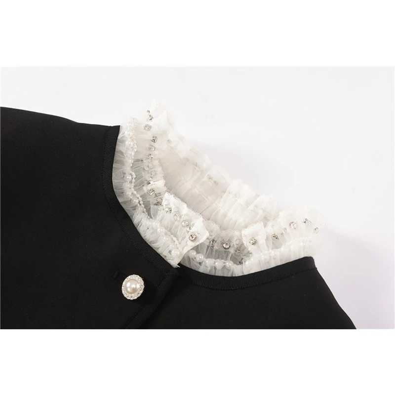 

STREET New HIGH Stylish 2021 Runway Suit Set Women's O-Neck puff sleeve blazer skirt Set