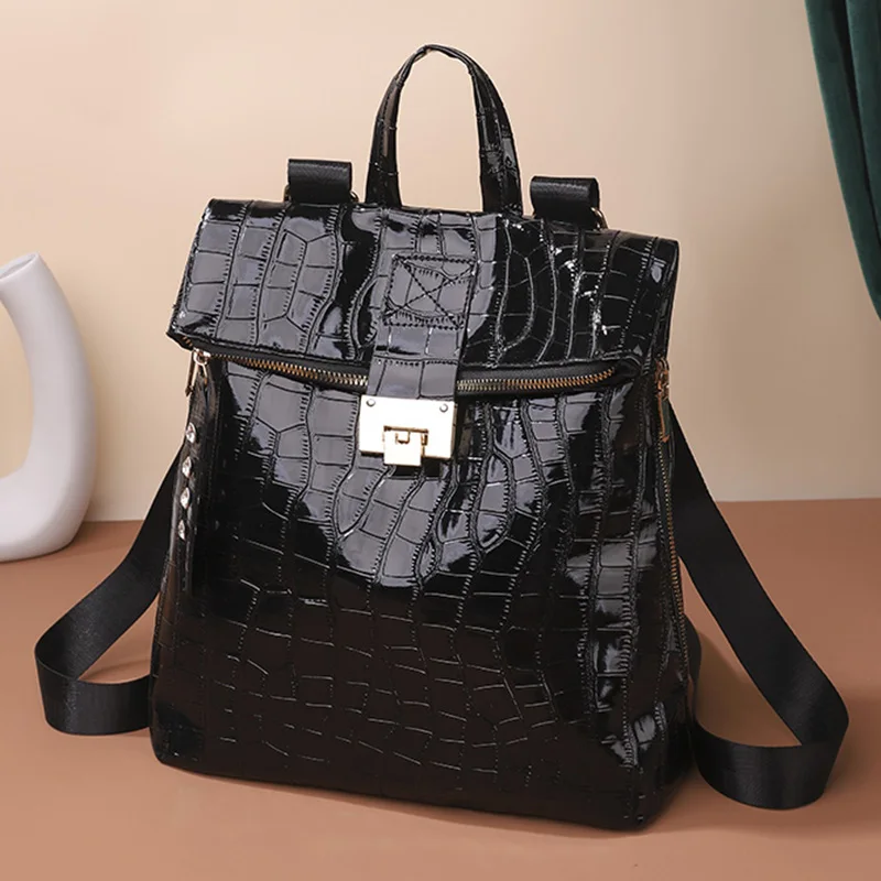 Фото Модный рюкзак из искусственной кожи для женщин школьные ранцы с черным камнем