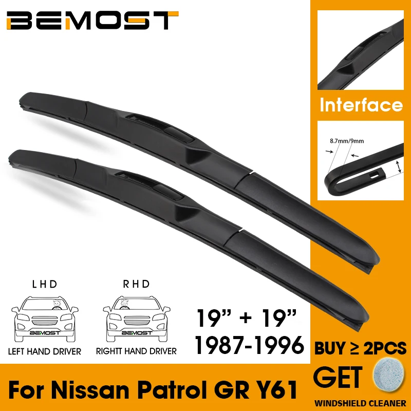

Car Wiper Blade Front Window Windshield Rubber Silicon Refill Wipers For Nissan Patrol GR Y61 1987-1996 19"+19" Car Accessories