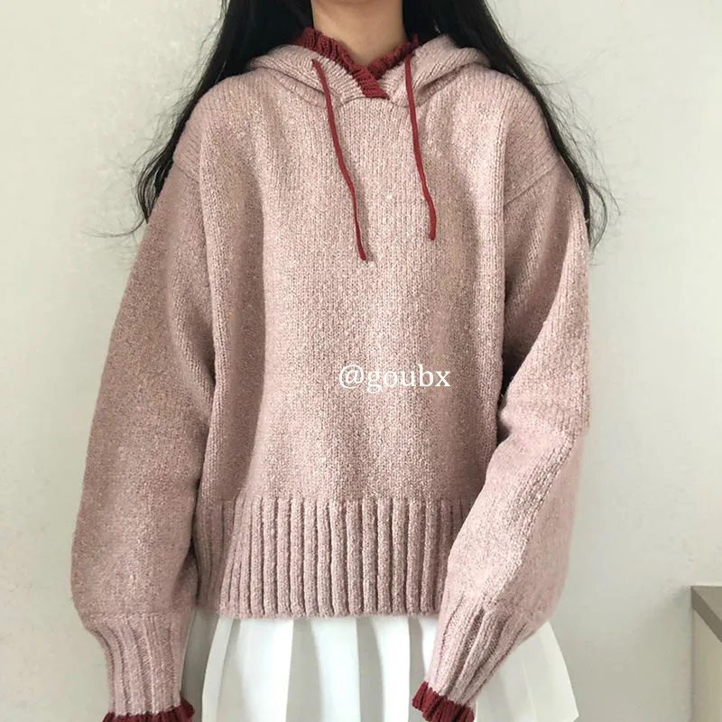 

Новинка весна-осень 2021, кружевной свитер с длинными рукавами и шнуровкой, женский свободный свитер с капюшоном и цветными вставками, топ в л...