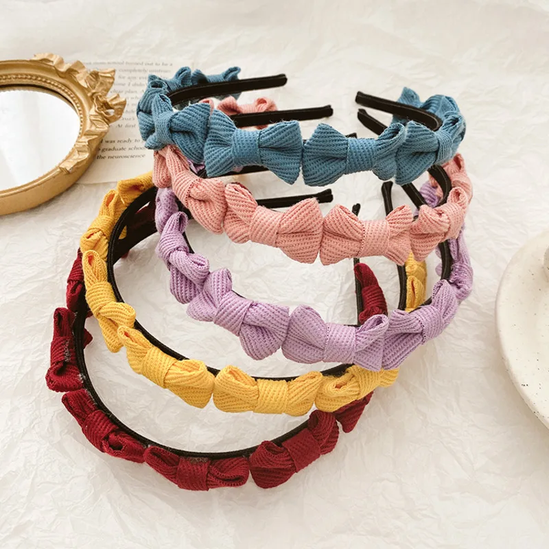 

Xwen New Girl Cute Candy Color Hand-made 9 Pcs Small Bow Hairband Ins Sweet Headband Hair Hoops Fashion Hair Accessories