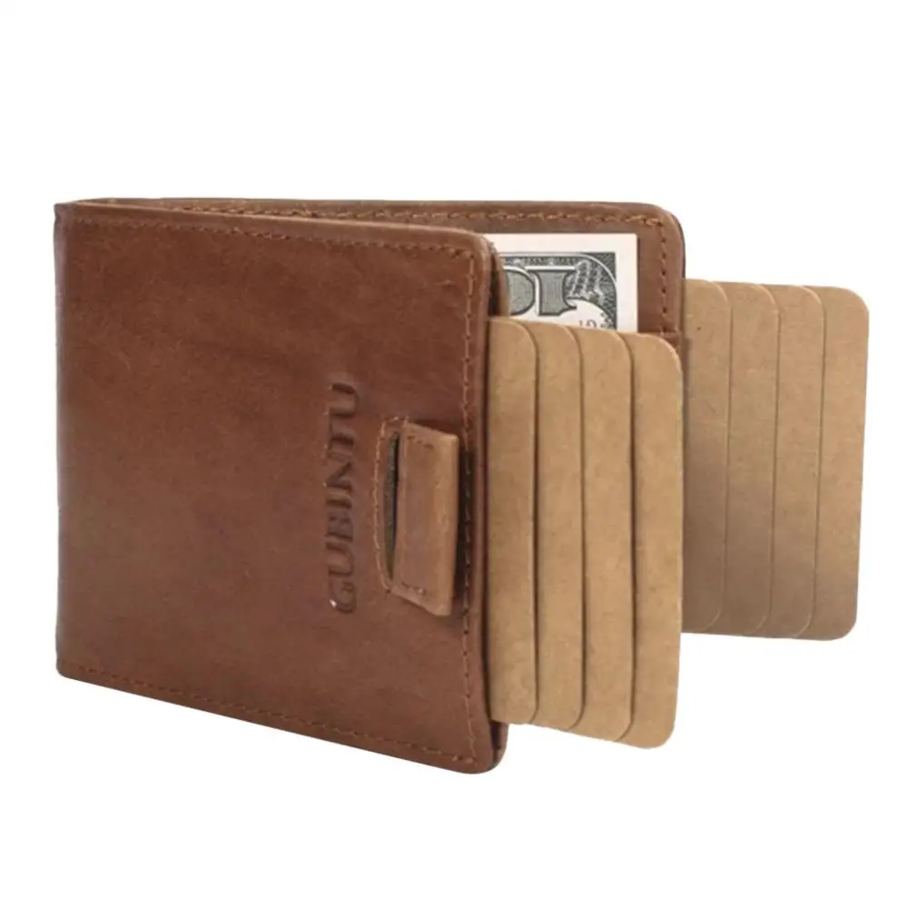 Мужские кошельки RFID тонкий маленький кожаный бумажник мужской с двойным - Фото №1