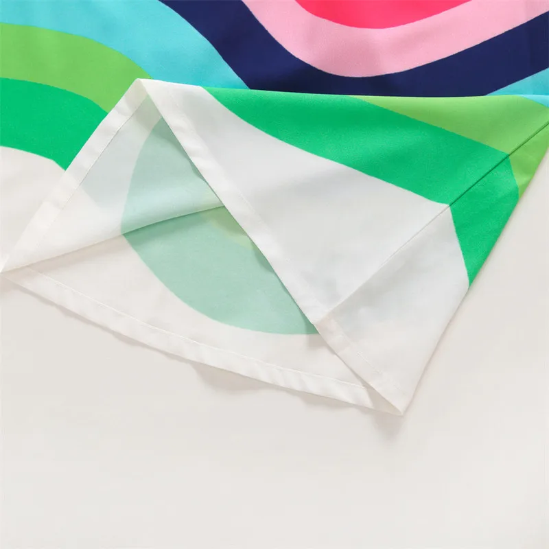 1-7 Years Girls Summer Dresses Clothing Kids Cotton Sleeveless Dress 2019 Rainbow Printed Princess Children Sling Outfits | Детская