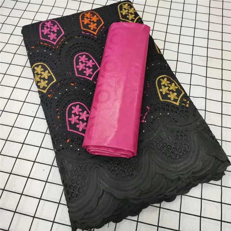 

2,5 + 2,5 ярдов африканская хлопчатобумажная кружевная ткань с богатым кружевом хорошее качество кружева для одежды TY11271