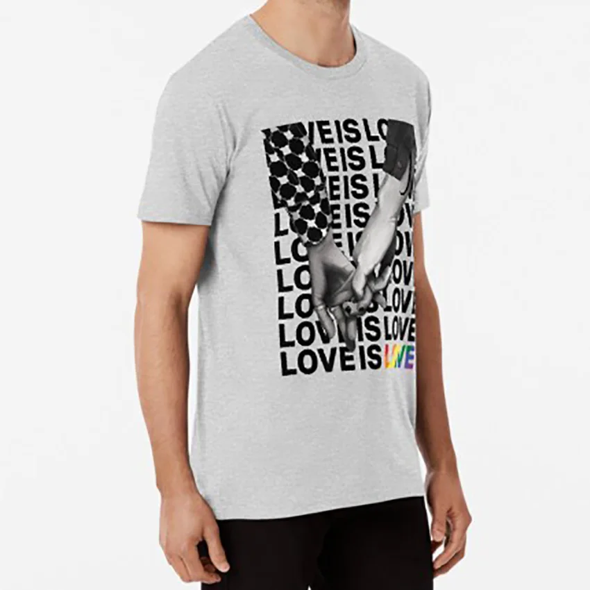 Футболка с надписью LOVE IS lgbt lgbtqia malec love is hands | Мужская одежда