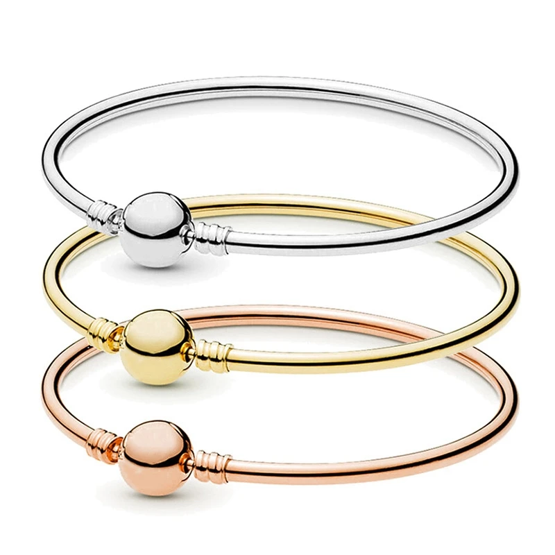 

Charm Silver Plated Jewelry Button Bead Bangle Aesthetic Minimalist Style Fashion DIY Women Strand Bracelets on Hand Gifts