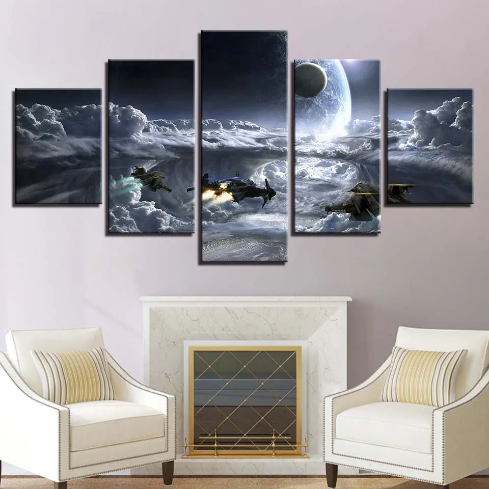 

Modular Canvas HD Prints Posters Home Decor Wall Art Pictures 5 Pieces Universe Space Planet fighter Art Paintings No Frame