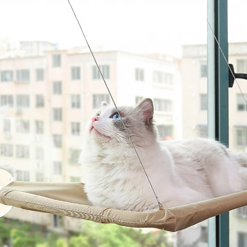 

Cat Hammock Cat Nest Sucker Breathable Kitten Hanging Beds Washable Pet Cushion Window Pet Shelf Wall-Mounted Cat Rest Seat